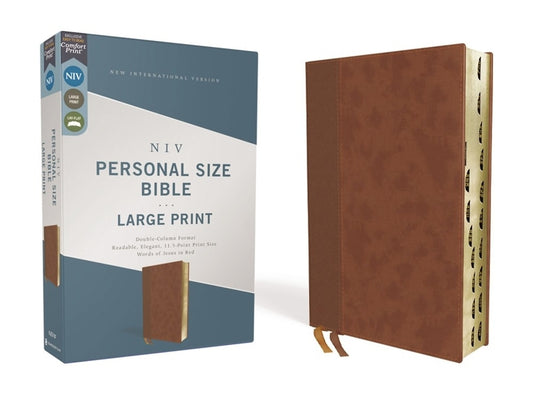Niv, Personal Size Bible, Large Print, Leathersoft, Brown, Red Letter, Thumb Indexed, Comfort Print - Ingram