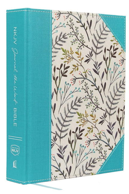 NKJV, Journal the Word Bible, Large Print, Blue Floral Cloth, Red Letter Edition: Reflect, Journal, or Create Art Next to Your Favorite Verses - Ingram