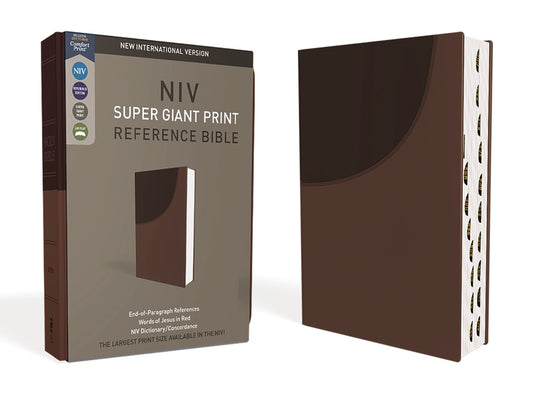 Niv, Super Giant Print Reference Bible, Leathersoft, Brown, Red Letter, Thumb Indexed, Comfort Print - Ingram