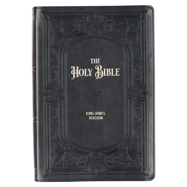 KJV Holy Bible, Giant Print Full-Size Faux Leather Red Letter Edition - Thumb Index & Ribbon Marker, King James Version, Midnight Blue - Ingram