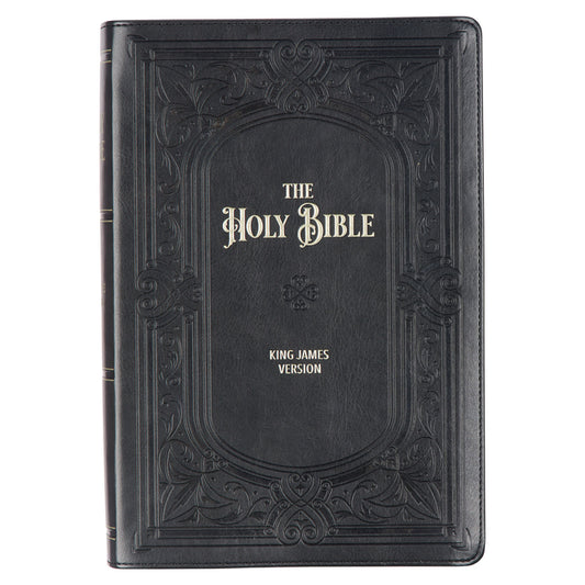 KJV Holy Bible, Giant Print Full-Size Faux Leather Red Letter Edition - Thumb Index & Ribbon Marker, King James Version, Midnight Blue - Ingram