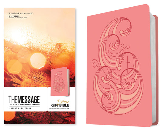 Message Deluxe Gift Bible (Leather-Look, Pink and Gold Waves): The Bible in Contemporary Language - Ingram