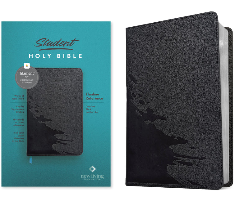 NLT Student Bible, Thinline Reference, Filament Enabled (Leatherlike, Overflow Black, Red Letter) - Ingram