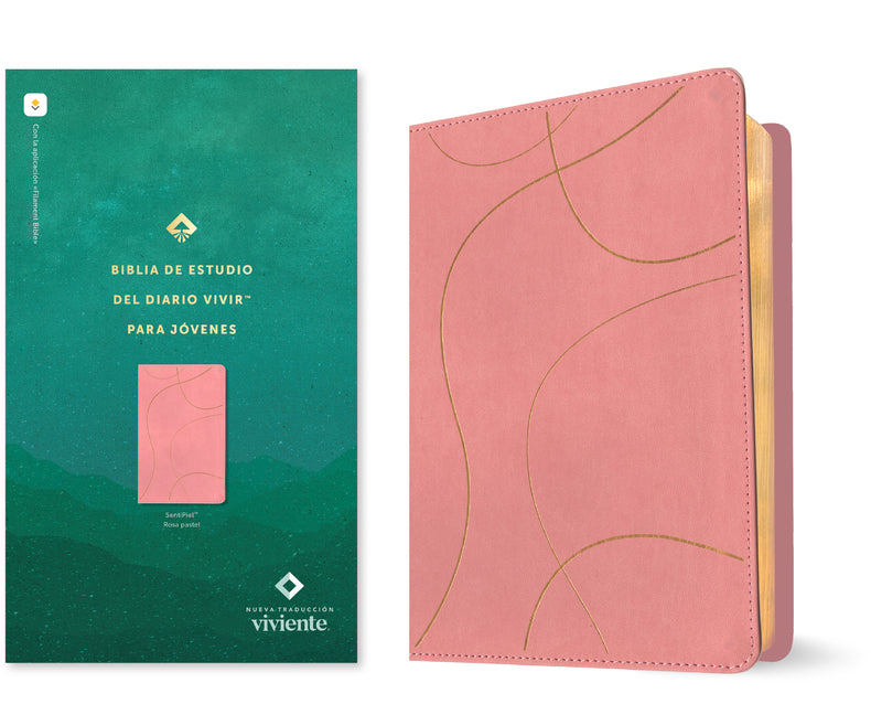 Biblia de Estudio del Diario Vivir Para Jóvenes Ntv Con Filament (Sentipiel, Rosa Pastel, Letra Roja) - Ingram