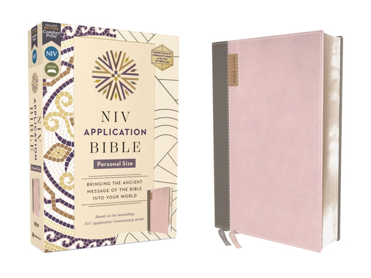 NIV Application Bible, Personal Size, Leathersoft, Pink/Gray, Red Letter, Comfort Print: Bringing the Ancient Message of the Bible Into Your World - Ingram