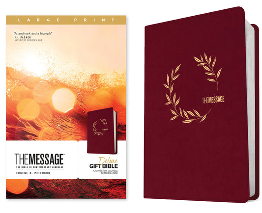 Message Deluxe Gift Bible, Large Print (Leather-Look, Cranberry Laurels): The Bible in Contemporary Language - Ingram