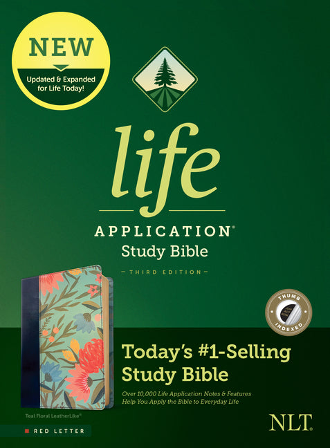NLT Life Application Study Bible, Third Edition (Leatherlike, Teal Floral, Indexed, Red Letter) - Ingram