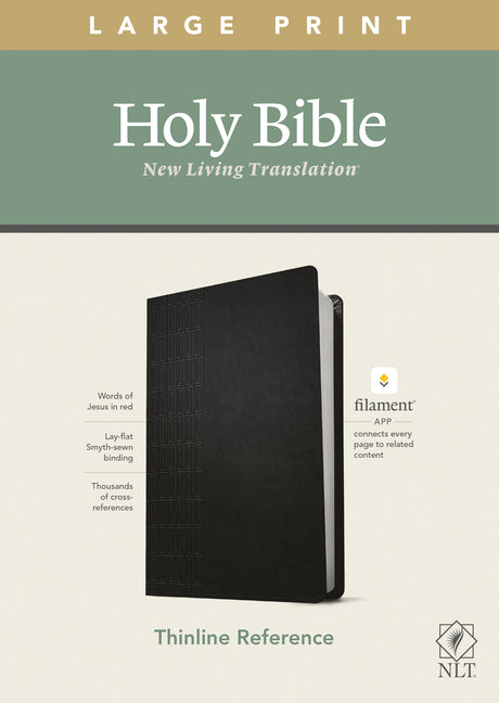 NLT Large Print Thinline Reference Bible, Filament Enabled Edition (Red Letter, Leatherlike, Black) - Ingram