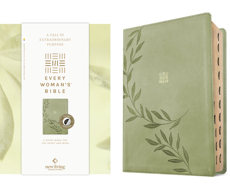 NLT Every Woman's Bible, Filament Enabled (Leatherlike, Olive Branch Green, Indexed, Red Letter) - Ingram