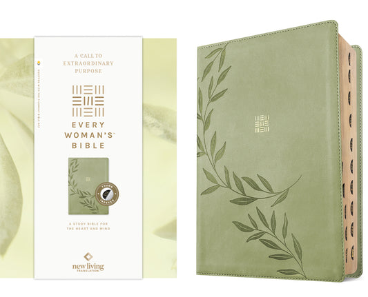 NLT Every Woman's Bible, Filament Enabled (Leatherlike, Olive Branch Green, Indexed, Red Letter) - Ingram