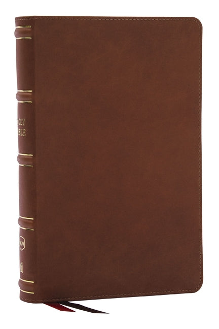 Nkjv, Single-Column Reference Bible, Verse-By-Verse, Brown Genuine Leather, Red Letter, Comfort Print - Ingram