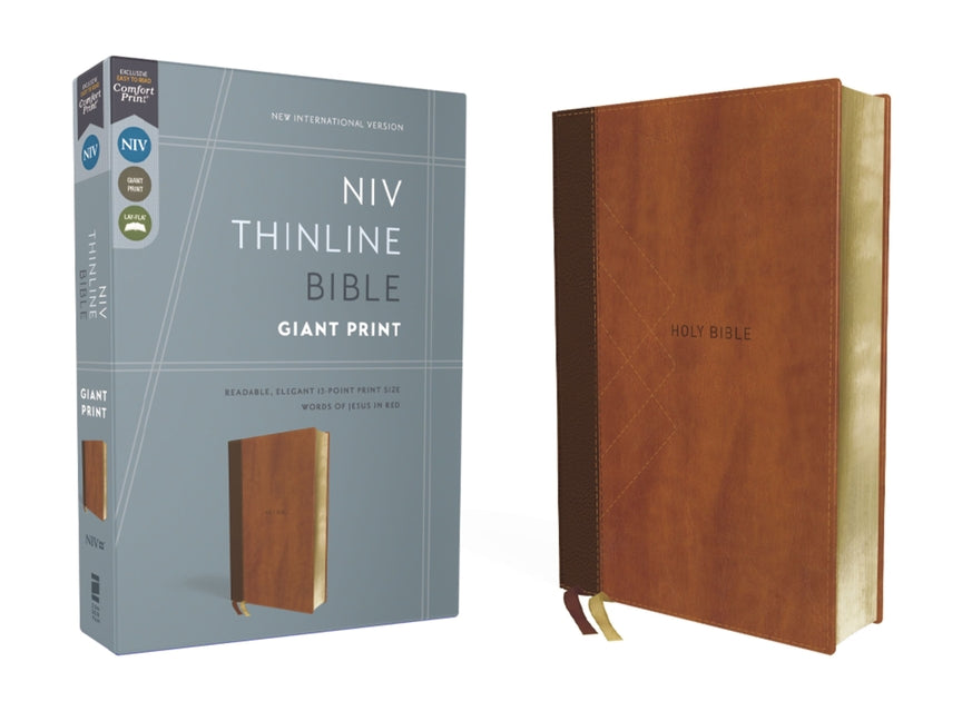Niv, Thinline Bible, Giant Print, Leathersoft, Brown, Red Letter, Comfort Print - Ingram