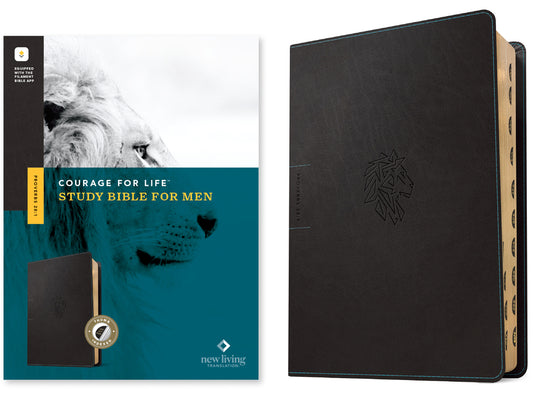 NLT Courage for Life Study Bible for Men, Filament Enabled (Leatherlike, Onyx Lion, Indexed) - Ingram