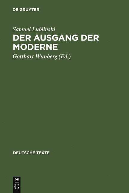 Ausgang der Moderne (Reprint 2011) - Ingram