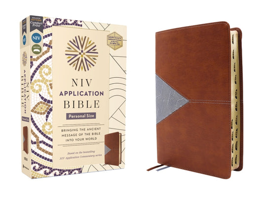 NIV Application Bible, Personal Size, Leathersoft, Brown/Blue, Red Letter, Indexed, Comfort Print: Bringing the Ancient Message of the Bible Into Your - Ingram