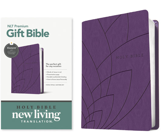 Premium Gift Bible Nlt, Filament Enabled (Leatherlike, Purple Petals, Red Letter) - Ingram