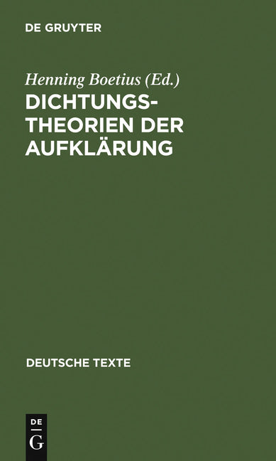 Dichtungstheorien Der Aufklärung (Reprint 2010) - Ingram