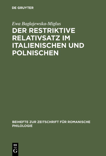 restriktive Relativsatz im Italienischen und Polnischen (Reprint 2017) - Ingram