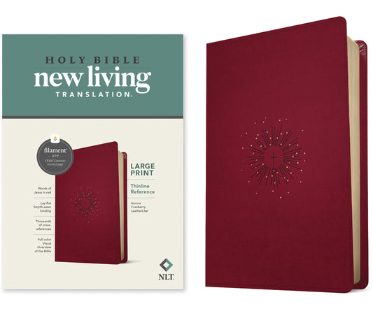 NLT Large Print Thinline Reference Bible, Filament Enabled Edition (Red Letter, Leatherlike, Berry) - Ingram