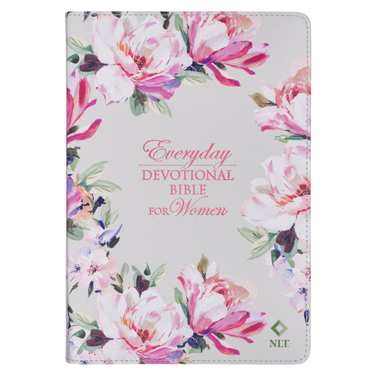 NLT Holy Bible Everyday Devotional Bible for Women New Living Translation, Vegan Leather, Pink Floral Printed - Ingram