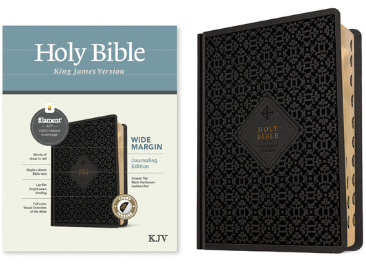 KJV Wide Margin Bible, Filament Enabled (Hardcover Leatherlike, Ornate Tile Black, Indexed, Red Letter) - Ingram