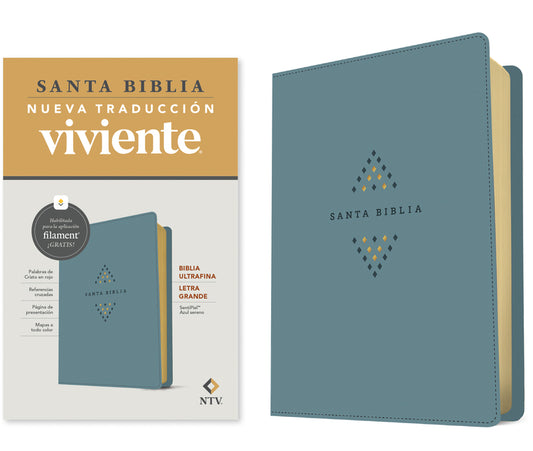 Biblia Ultrafina Ntv, Letra Grande Con Filament (Sentipiel, Azul Sereno, Letra Roja) - Ingram