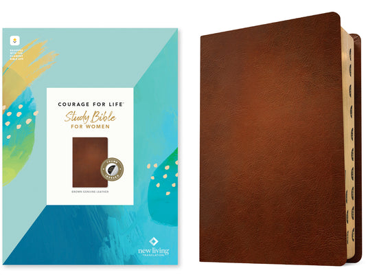 NLT Courage for Life Study Bible for Women, Filament Enabled (Genuine Leather, Brown, Indexed) - Ingram