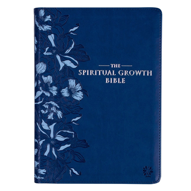 Spiritual Growth Bible, Study Bible, NLT - New Living Translation Holy Bible, Faux Leather, Navy - Ingram