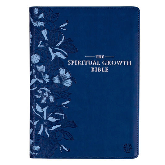 Spiritual Growth Bible, Study Bible, NLT - New Living Translation Holy Bible, Faux Leather, Navy - Ingram