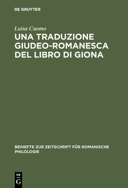Una Traduzione Giudeo-Romanesca del Libro Di Giona (Reprint 2017) - Ingram