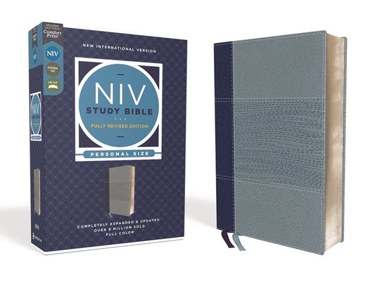 NIV Study Bible, Fully Revised Edition, Personal Size, Leathersoft, Navy/Blue, Red Letter, Comfort Print - Ingram