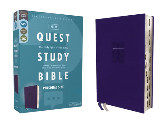 Niv, Quest Study Bible, Personal Size, Leathersoft, Blue, Thumb Indexed, Comfort Print: The Only Q and A Study Bible - Ingram
