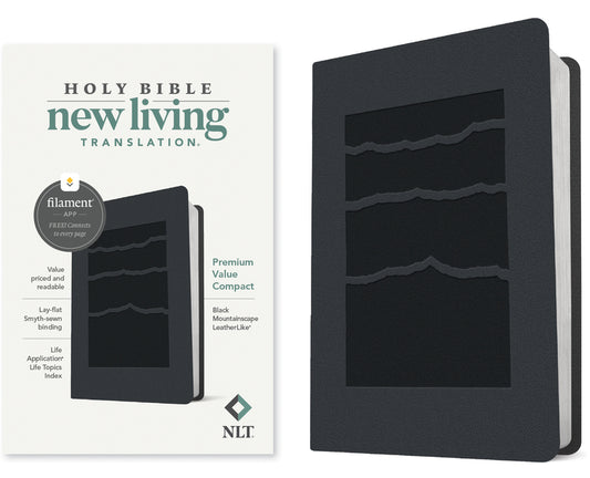 NLT Premium Value Compact Bible, Filament Enabled (Leatherlike, Black Mountainscape) - Ingram