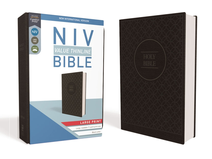 NIV, Value Thinline Bible, Large Print, Imitation Leather, Gray/Black (Special) - Ingram