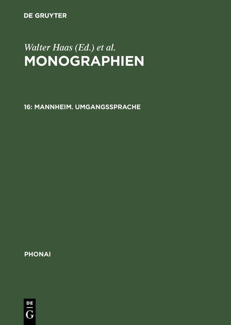 Monographien, 16, Mannheim. Umgangssprache (Reprint 2017) - Ingram