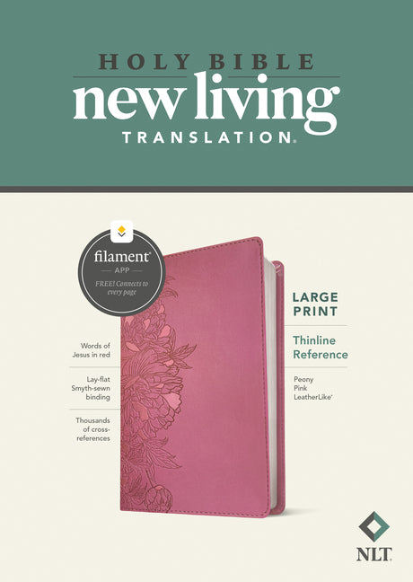 NLT Large Print Thinline Reference Bible, Filament Enabled (Leatherlike, Peony Pink, Red Letter) - Ingram