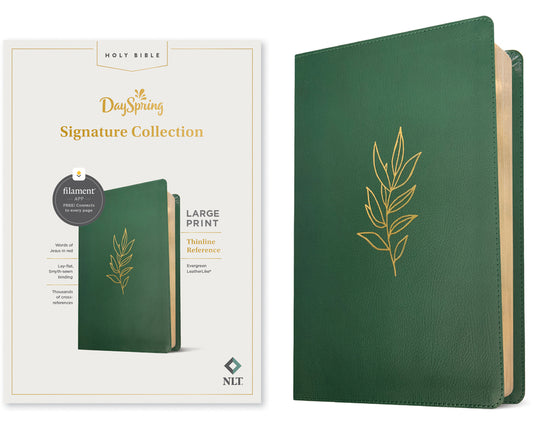 NLT Large Print Thinline Reference Bible, Filament-Enabled Edition (Leatherlike, Evergreen, Red Letter): Dayspring Signature Collection - Ingram