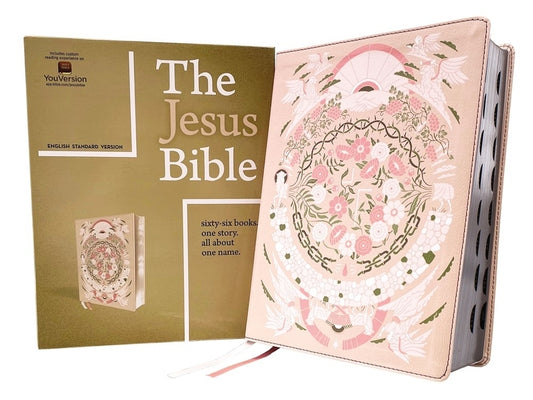 Jesus Bible Artist Edition, Esv, (with Thumb Tabs to Help Locate the Books of the Bible), Leathersoft, Peach Floral, Thumb Indexed - Ingram