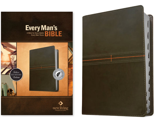Every Man's Bible NLT (Leatherlike, East-West Grey, Indexed) - Ingram