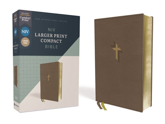 Niv, Larger Print Compact Bible, Leathersoft, Brown, Red Letter, Comfort Print - Ingram