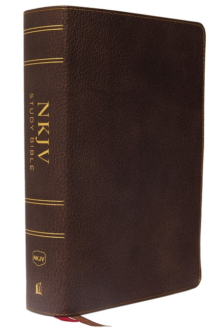 NKJV Study Bible, Premium Calfskin Leather, Brown, Full-Color, Red Letter Edition, Indexed, Comfort Print: The Complete Resource for Studying God's Wo - Ingram
