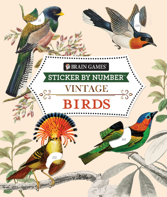 Brain Games - Sticker by Number - Vintage: Birds (28 Images to Sticker) - Ingram