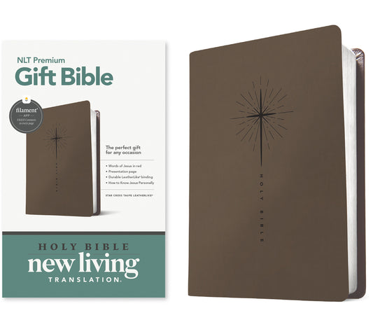 Premium Gift Bible Nlt, Filament Enabled (Leatherlike, Star Cross Taupe, Red Letter) - Ingram