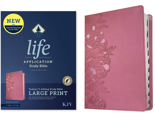 KJV Life Application Study Bible, Third Edition, Large Print (Leatherlike, Peony Pink, Indexed, Red Letter) - Ingram