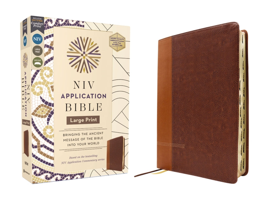 NIV Application Bible, Large Print, Leathersoft, Brown, Red Letter, Thumb Indexed, Comfort Print: Bringing the Ancient Message of the Bible Into Your - Ingram