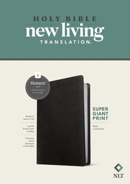 NLT Super Giant Print Bible, Filament Enabled (Leatherlike, Black, Red Letter) - Ingram