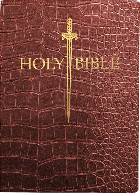 KJV Sword Bible, Large Print, Walnut Alligator Bonded Leather, Thumb Index: (Red Letter, Burgundy, 1611 Version) - Ingram