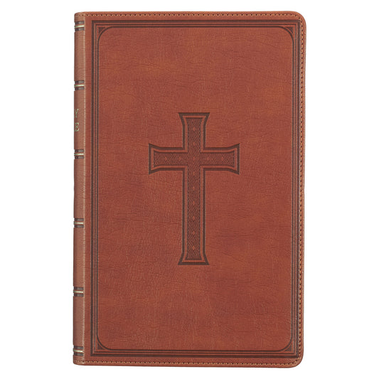 KJV Holy Bible, Giant Print Standard Size Faux Leather Red Letter Edition - Ribbon Marker, King James Version, Brown - Ingram