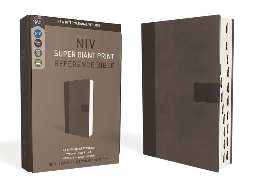 Niv, Super Giant Print Reference Bible, Leathersoft, Gray, Red Letter, Thumb Indexed, Comfort Print - Ingram
