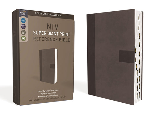 Niv, Super Giant Print Reference Bible, Leathersoft, Gray, Red Letter, Thumb Indexed, Comfort Print - Ingram